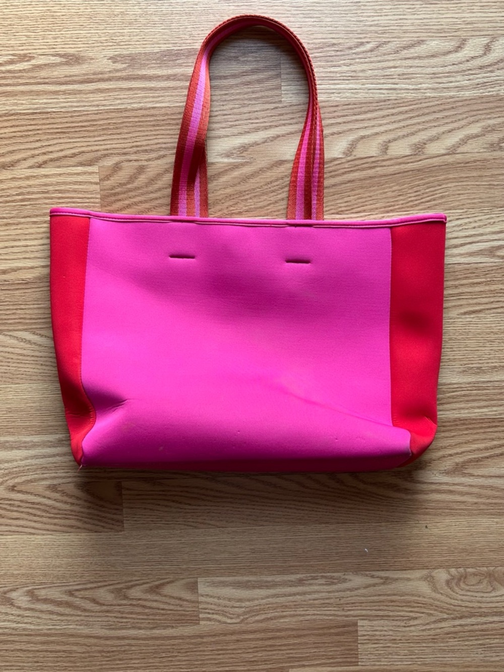SUMMERSALT Tote Handbag Purse Beach Cruise Bag Neoprene Pink Red Colorblock
